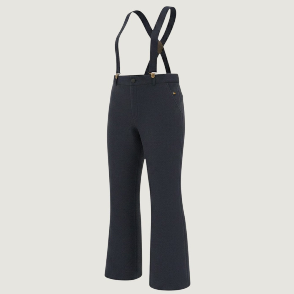 Vintage Roffe Ski Pants Navy Blue High Waisted Suspender Bib Wool Blend USA Made